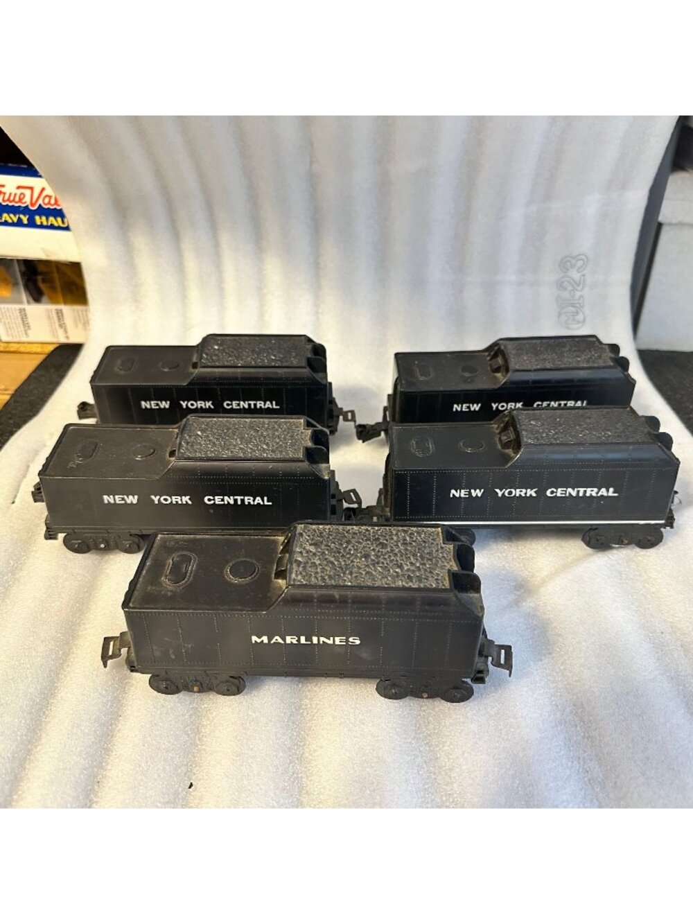 Lot of five Vintage Marx Toy Plastic Tenders New York Central Marlines